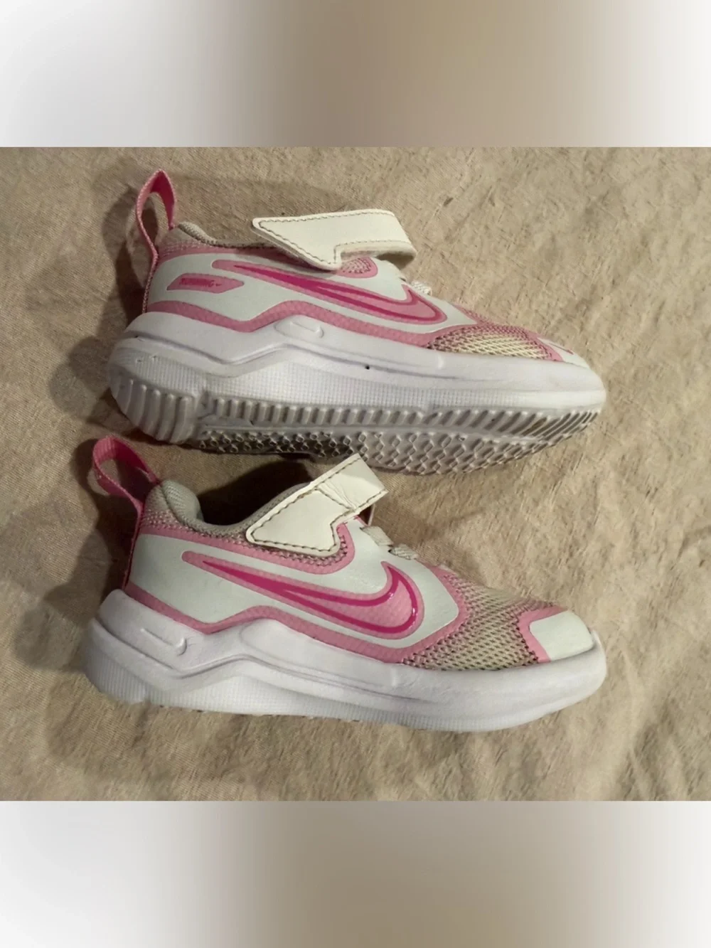 5C Toddler Pink and White Velcro Sneakers Ultra Lightweight